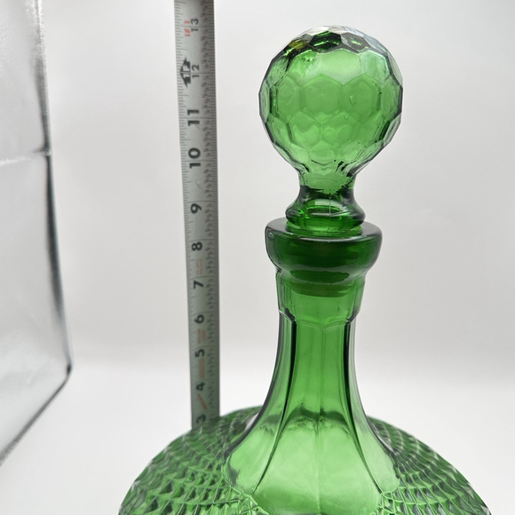 MCM Italian Diamond-Cut LARGE Sized Genie Bottle Decanter & Glasses Set Of 3 - Picture 6 of 9